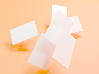 business card mockup, 3d illustrators, peach background 