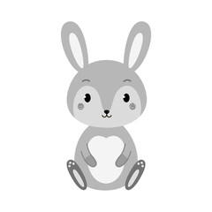 Fototapeta na wymiar Cute cartoon rabbit in flat style.