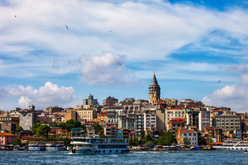 Fototapeta na wymiar Istanbul City Skyline From Golden Horn In Turkey