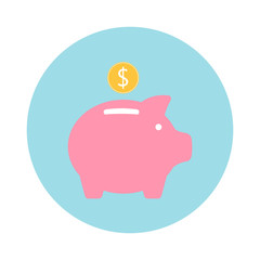 Piggy Bank with colored icon, logo