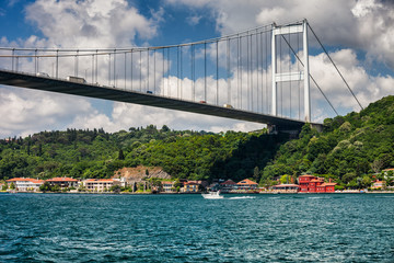 Fatih Sultan Mehmet Bridge on Bosphorus Strait in Istanbul