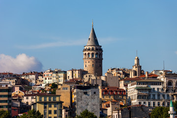 Fototapeta na wymiar Istanbul Beyoglu District City Skyline With Galata Tower In Turkey