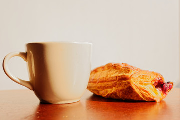 Breakfast set with coffe and cake