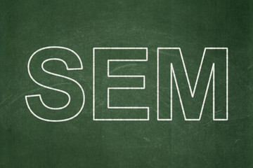 Obraz premium Advertising concept: text SEM on Green chalkboard background