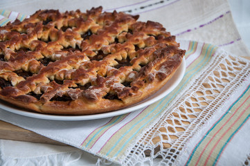Sweet pie. Homemade cake.