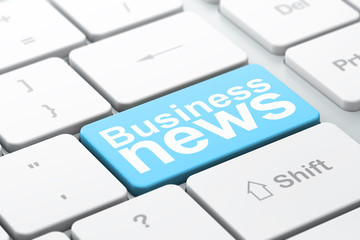 News concept: computer keyboard with word Business News, selected focus on enter button background, 3D rendering