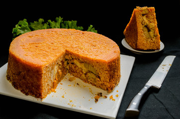timballo di riso e carne di pollo