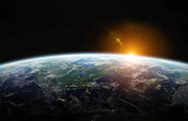Fototapeta premium View of blue planet Earth in space 3D rendering elements of this image furnished by NASA