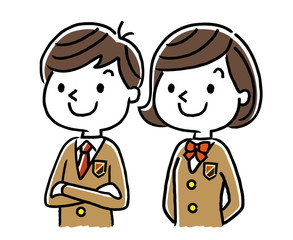 男子学生と女子学生：将来、未来、夢、希望