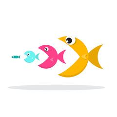 Obraz premium Fish Eat Fish Isolated on White Background