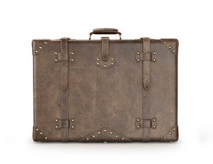Leather suitcase on a white background. 3D illustration