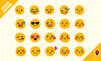 ポジティブなカラフル絵文字・絵文字の手描きイラスト