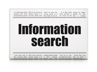 Information concept: newspaper headline Information Search on White background, 3D rendering