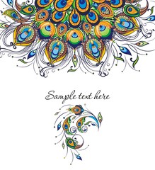 Invitation card templates with peacock patterned