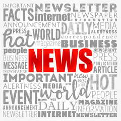 NEWS word cloud collage, business concept background