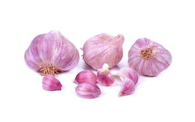Fresh young garlic isolated on white background