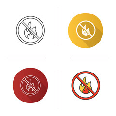 Forbidden sign with fire icon