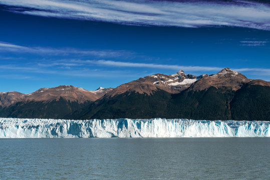 The Perito Moreno glacier outside El Calafate, Argentina in Patagonia, part of the third largest ice field in the world