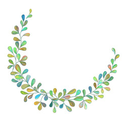 Illustrated wreath with leaves on white background