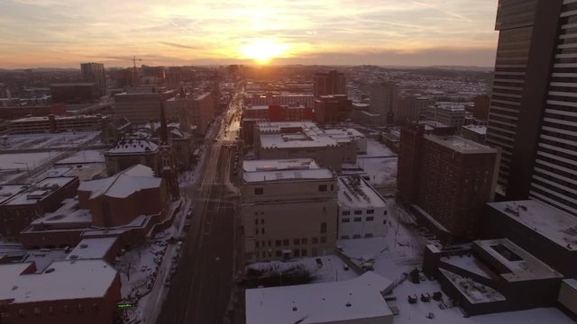 Nashville Snow- Down the street and sunset