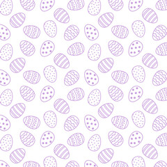 Pattern with ornamental eggs. Easter holiday white background for printing on fabric, paper for scrapbooking, gift wrap and wallpapers.Vector illustration