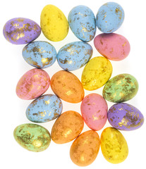colored easter eggs close-up on white isolated background