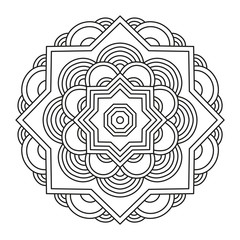 Beautiful Mandala Shape for Coloring. Book Page. Lines.