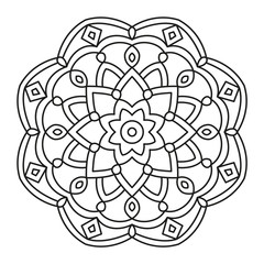 Beautiful Mandala Shape for Coloring. Book Page. Lines.