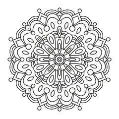 Beautiful Mandala Shape for Coloring. Book Page. Lines.