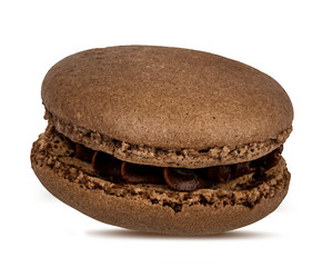 Macaron  chocolate isolated on white background with clipping path