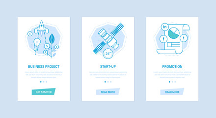 Business project, start-up, promotion. User interfaces, screens phones.