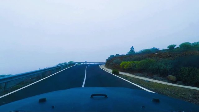 ahead, alone, asphalt, black, canary islands, car, clouds, country, desert, direction, discover, drive, driving, dry, el teide, fog, forward, go, heaven, holiday, journey, landscape, mist, motion, mou