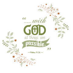 Bible quote, verbs with wreath design, vector illustration