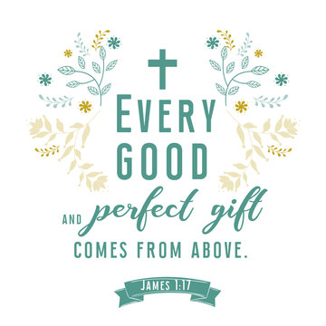 Bible quote, verbs with wreath design, vector illustration