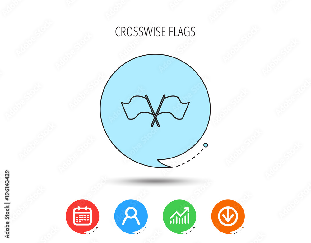 Poster crosswise waving flag icon. location pointer.