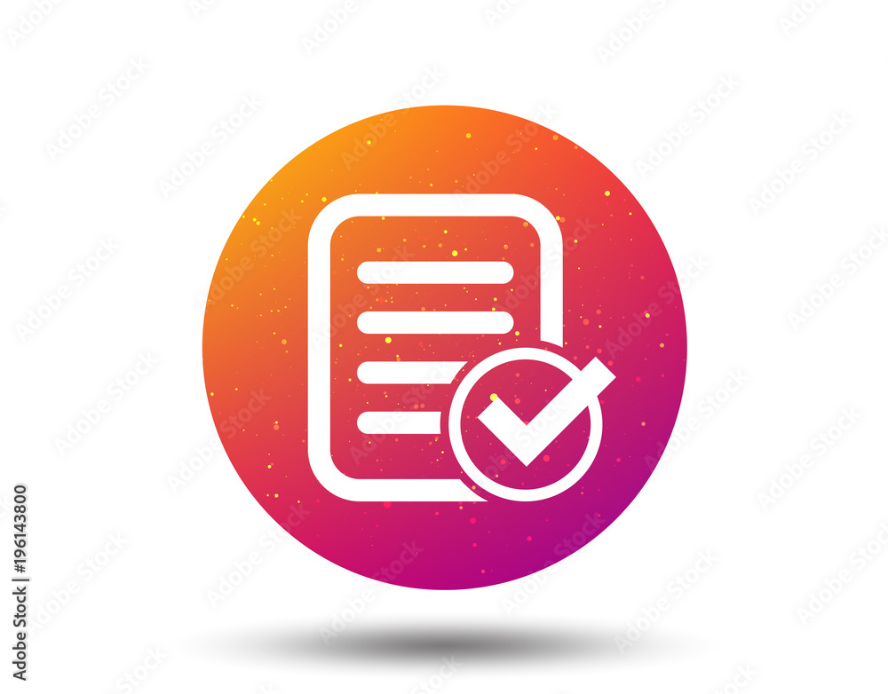 Poster File selected icon. Document page with check.