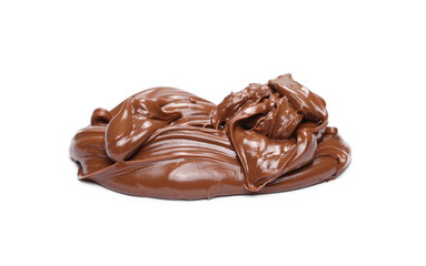 Cream chocolate spreading isolated on white background