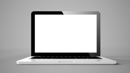laptop with grey background
