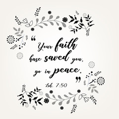 Bible quote verbs in floral wreath vector design