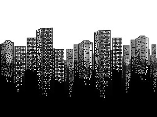 The silhouette of the city in a flat style. Modern urban landscape.vector illustration. City skyline silhouette background. Vector illustration. The silhouette of the city in a flat style.