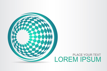 Logo stylized spherical surface with abstract shapes
