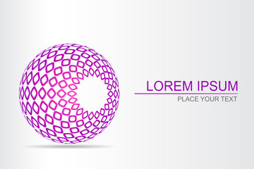 Logo stylized spherical surface with abstract shapes