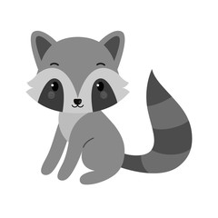 Adorable raccoon in flat style. Vector.