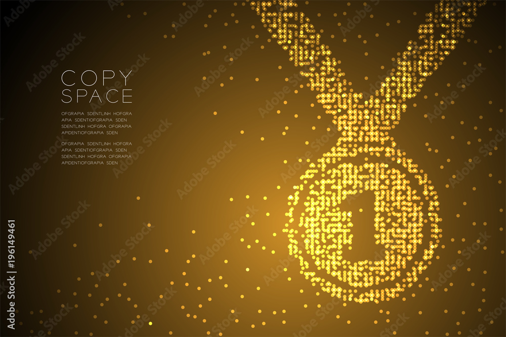 Poster abstract geometric circle dot pattern number one medal shape, winner concept design gold color illus