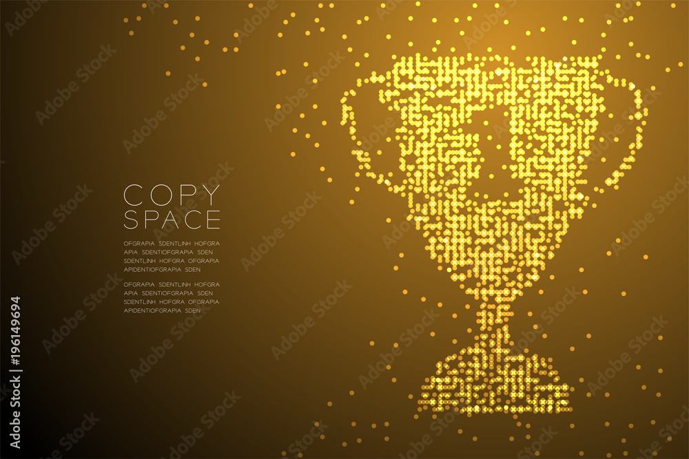 Aufkleber abstract geometric circle dot pattern number one trophy cup shape, winner concept design gold color 