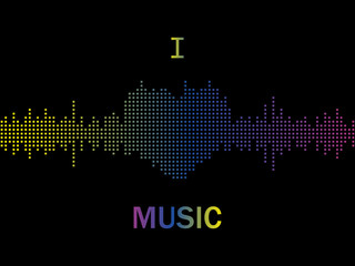 Fototapeta na wymiar I love music. Sound wave. Music equalizer. Abstract vector illustration