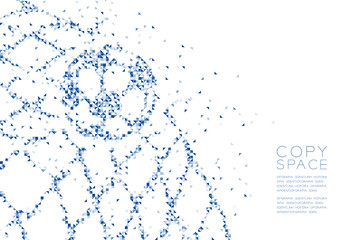 Abstract Geometric polygon square box and Triangle pattern Football or Soccer ball in goal moment shape, Sport concept design blue color illustration isolated on white background with copy space