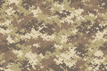 Desert camouflage seamless pattern. Trendy style pixel camo, repeat print. Vector illustration. © faber14