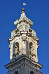 Fototapeta na wymiar Italy, Puglia region, Casamassima, old bell tower of the medieval historical center