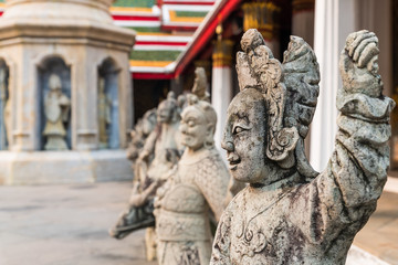 The Chinese stone sculptures decorated in Wat Arun Ratchawararam, Bangkok, Thailand